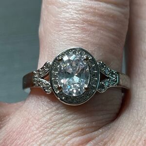 Boutique Silver Tone CZ Bridal Ring - OS